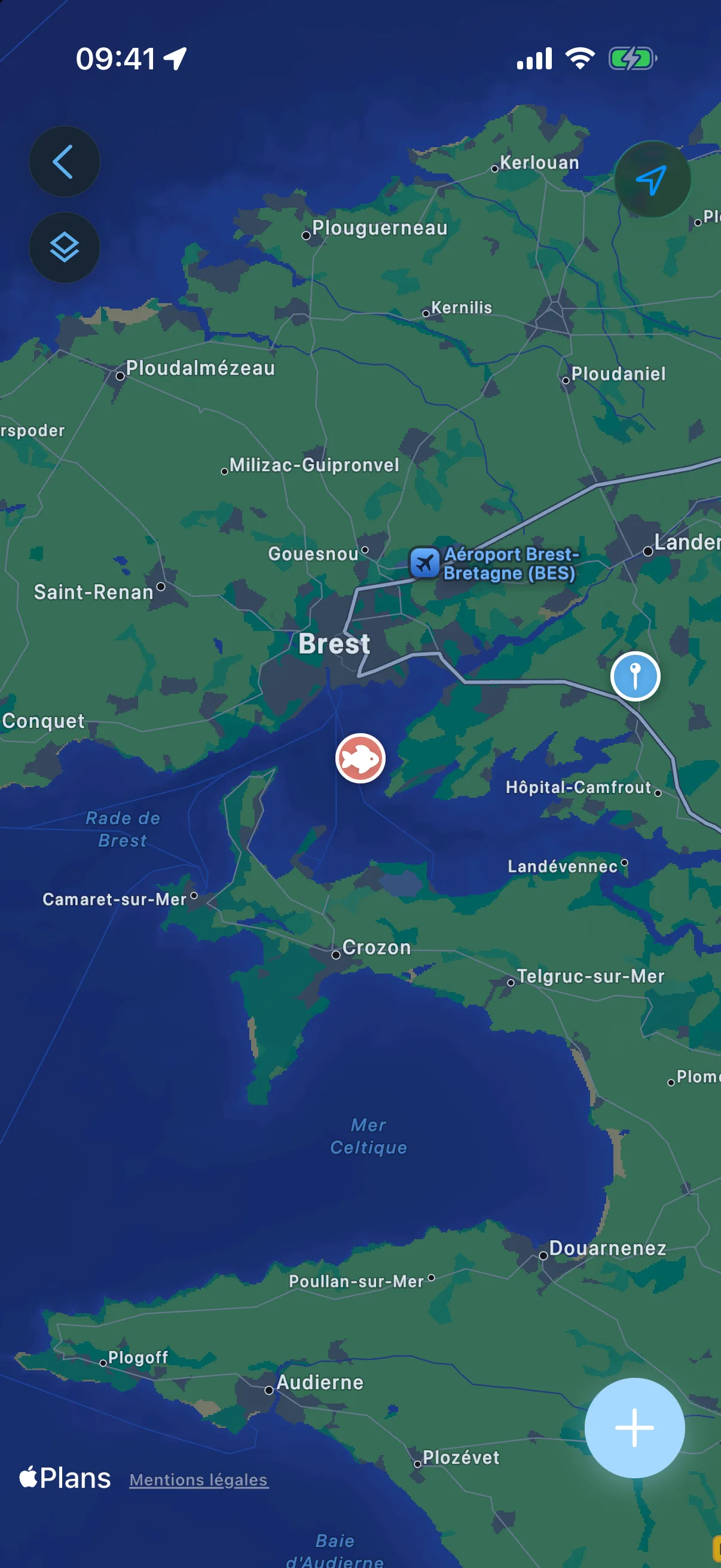 Map — start a session, drop a spot or log a catch